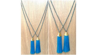 free shipping fashion necklace tassels golden bronze caps handmade bali